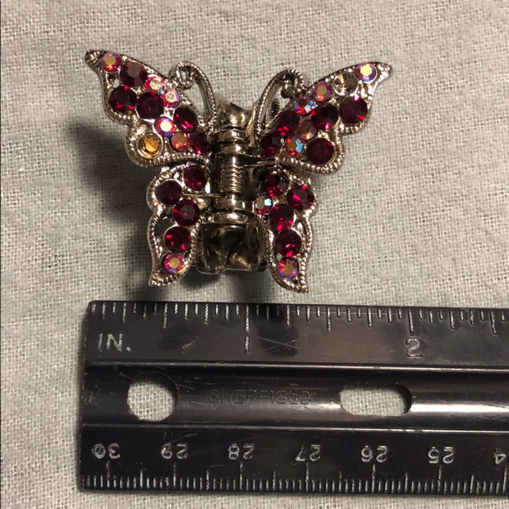 Sparkly Red Rhinestone Butterfly Clip - Picture 8 of 8